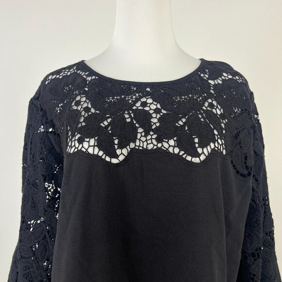 $455 NOWT See By Chloé Floral Lace Top Blouse Size 40 Deep Forest Black Cotton - Picture 3 of 12